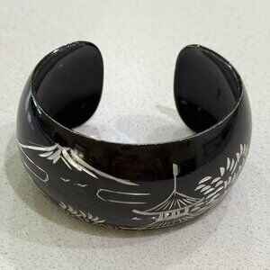 Metallic Cuff Bracelet with Asian Theme